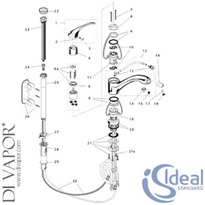 Ideal Standard ClearTap Sink Mixer Kitchen Tap Spare Parts - IDL DV 205